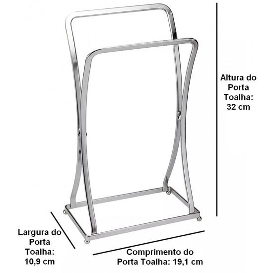 Porta Toalha Para Lavabo 32cm Altura Piatina Cromo Fosco